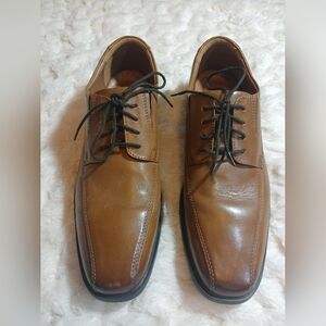 Clarks Mens Tilden Walk Oxford Shoes Dark Tan Leather Size 10.5M EUC